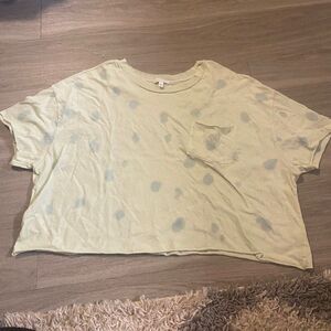 Abound spotted light green 100% cotton cropped raw hem t shirt size medium